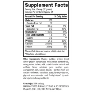 BPI Sport Whey HD Nutrition Facts