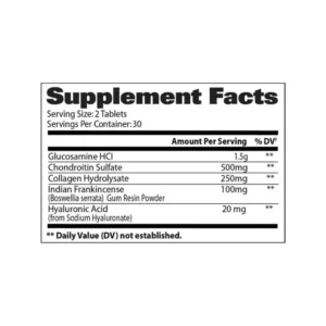 Nutrition Facts GAT Essential Joint Support