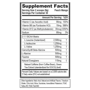 BCAA Energy Supplement Facts