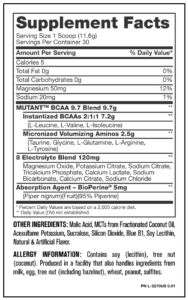 Mutant BCAA 9.7 Nutrition Facts in Pakistan