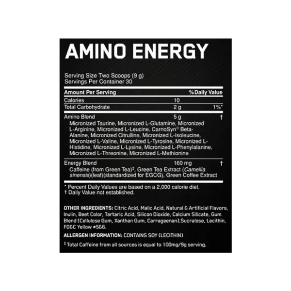 ON Amino Energy Nutrition Facts In Pakistan
