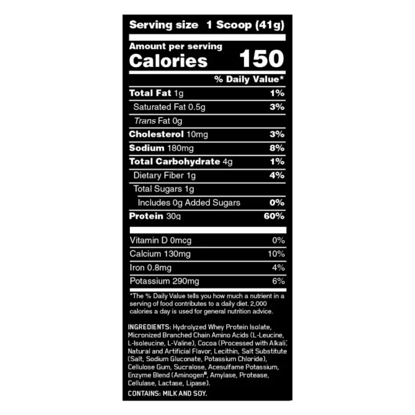 ON Platinum Hydro Whey Nutrition Facts In Pakistan