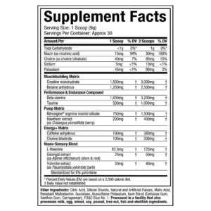Muscletech Vapor X5 Nutrition Facts In Pakistan