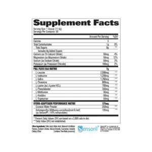 Supplement Facts GAT Flexx EAAs