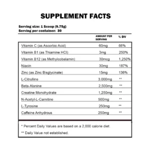 Hyde Preworkout Nutrition Facts in Pakistan