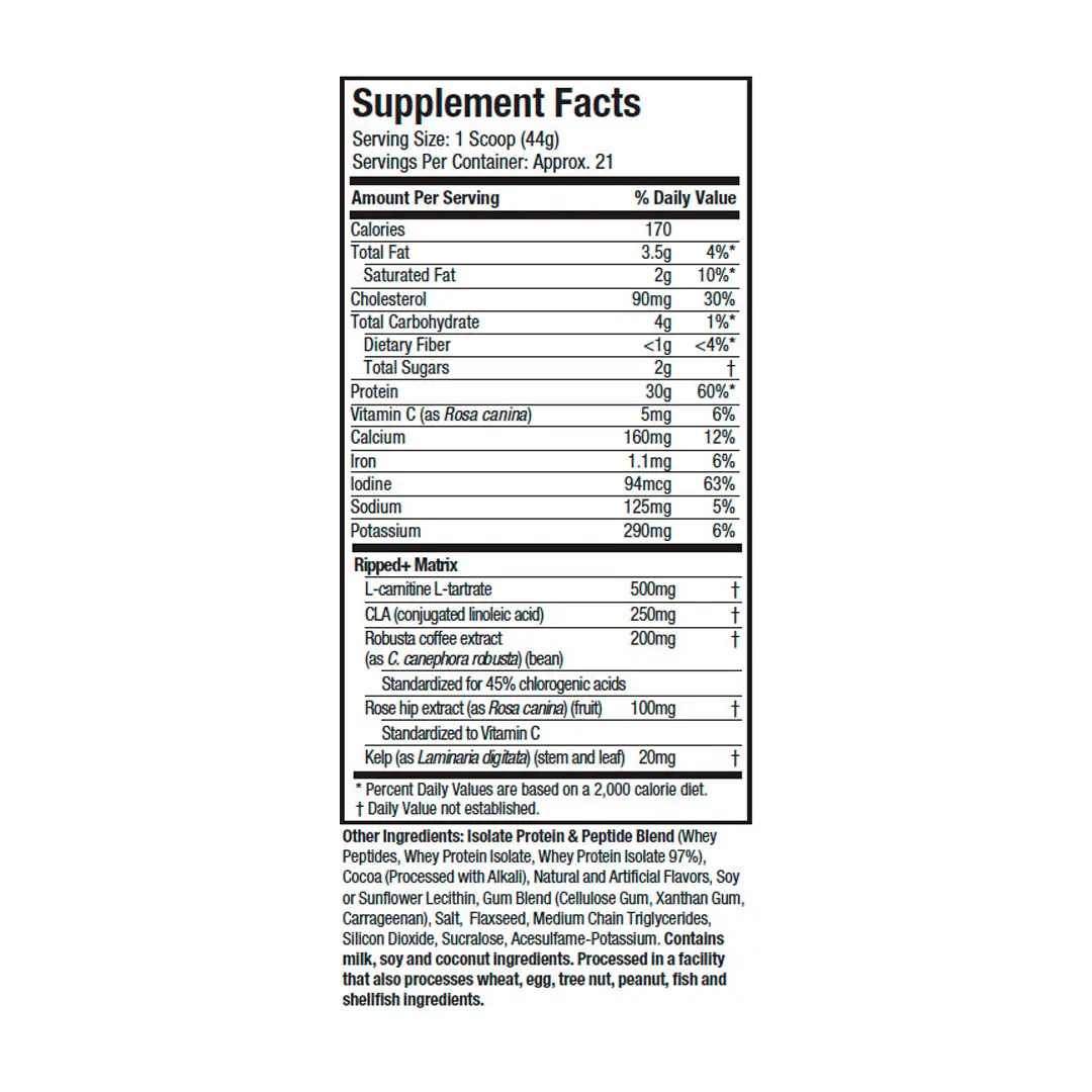 Nitro Tech Ripped Nutrition Facts