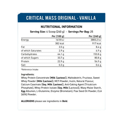 Buy Nutrition Facts Critical Mass by Applied Nutrition In Pakistan